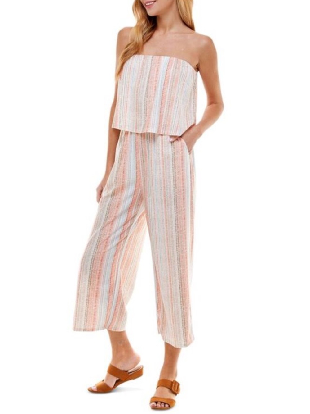 Kingston Striped Sleeveless Jumpsuit Size Small New